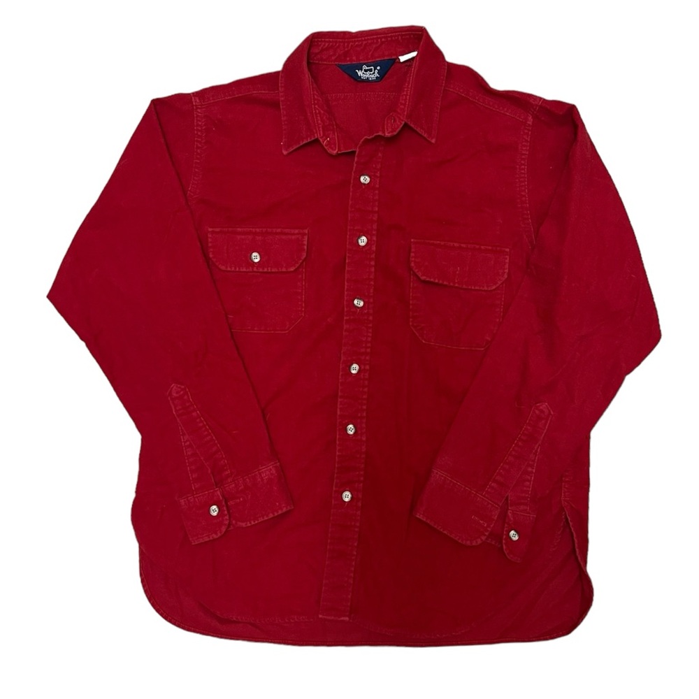 Vintage Woolrich Shacket Men XL Red Flannel Fleece Long Sleeve Button Up USA